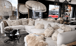 Best Sofa Stores in Los Angeles. Large white u-shaped sectional at The Joneses