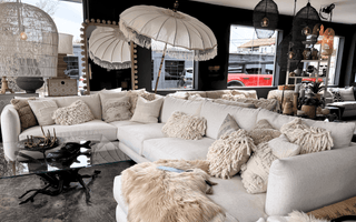 Best Sofa Stores in Los Angeles. Large white u-shaped sectional at The Joneses